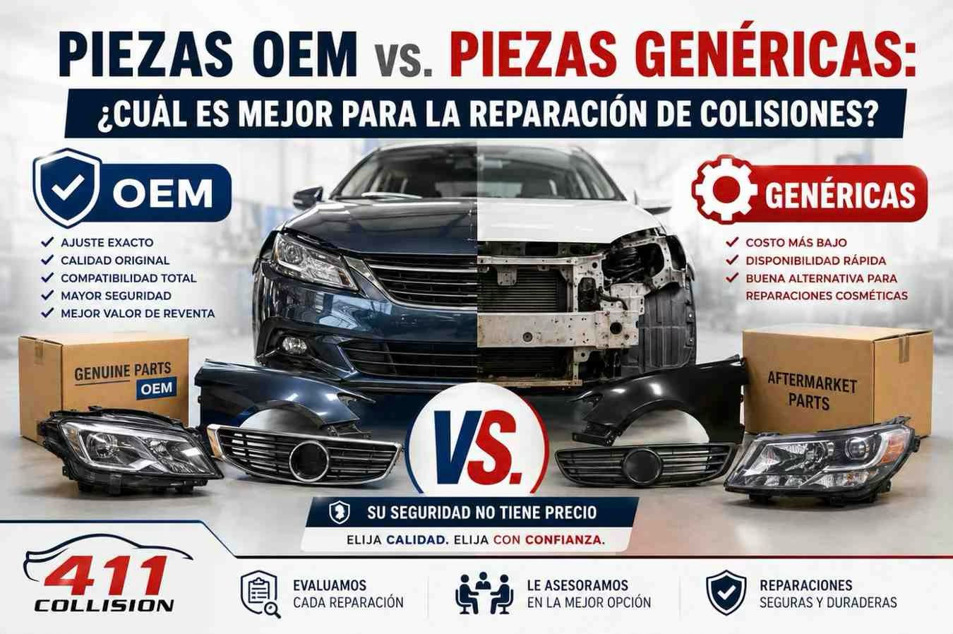 Piezas OEM vs. Piezas Genéricas para Reparación de Colisiones